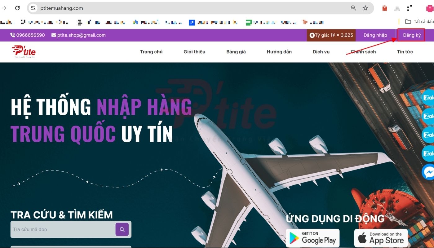 tạo tài khoản trên website ptite