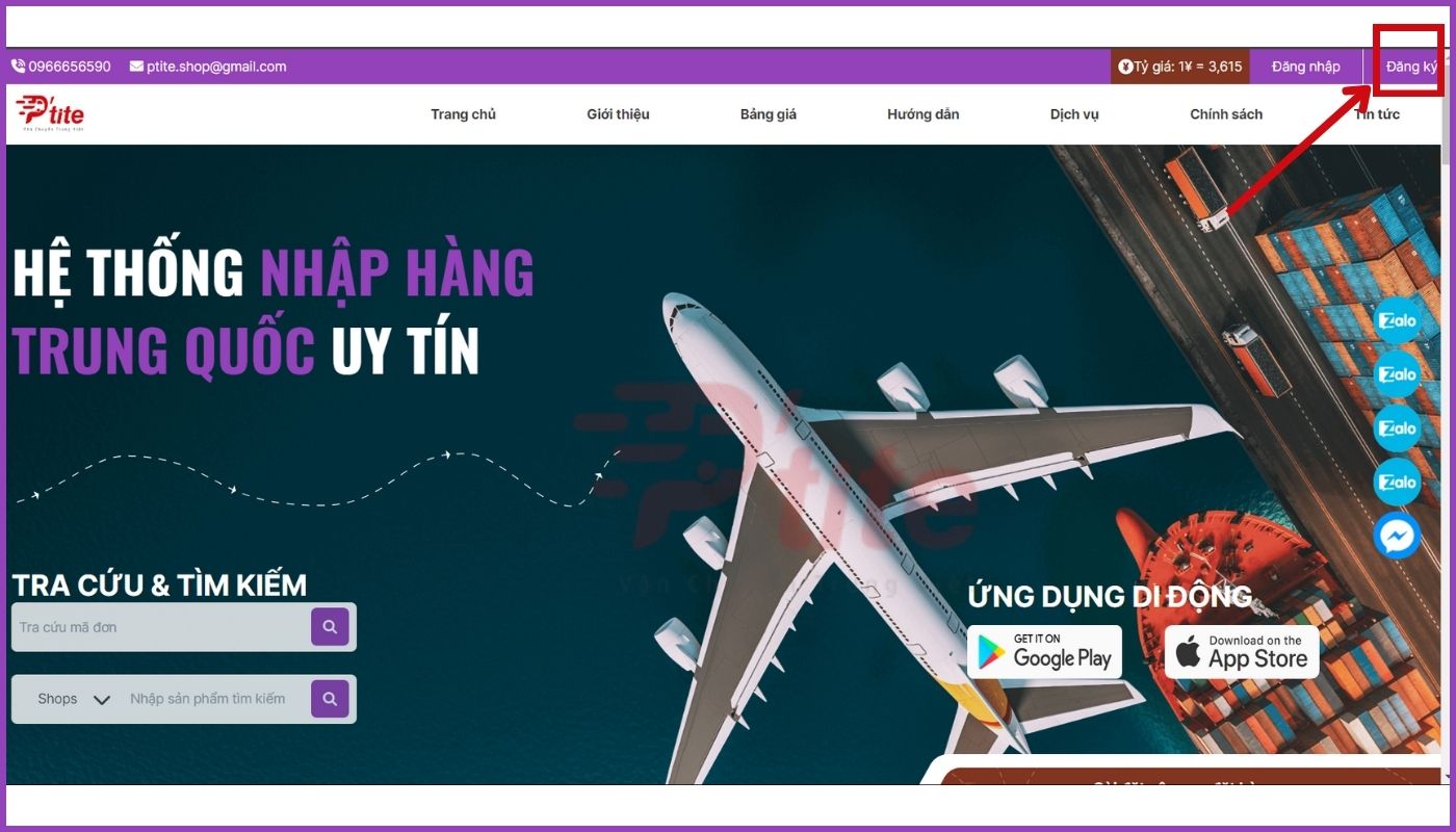 Truy cập vào website để đăng ký tài khoản mua hàng Taobao