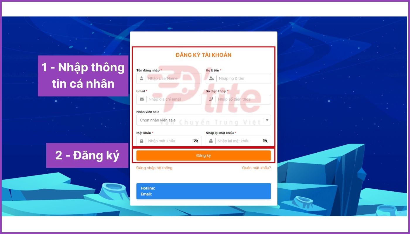 Điền thông tin cá nhân và đăng ký tài khoản Ptite