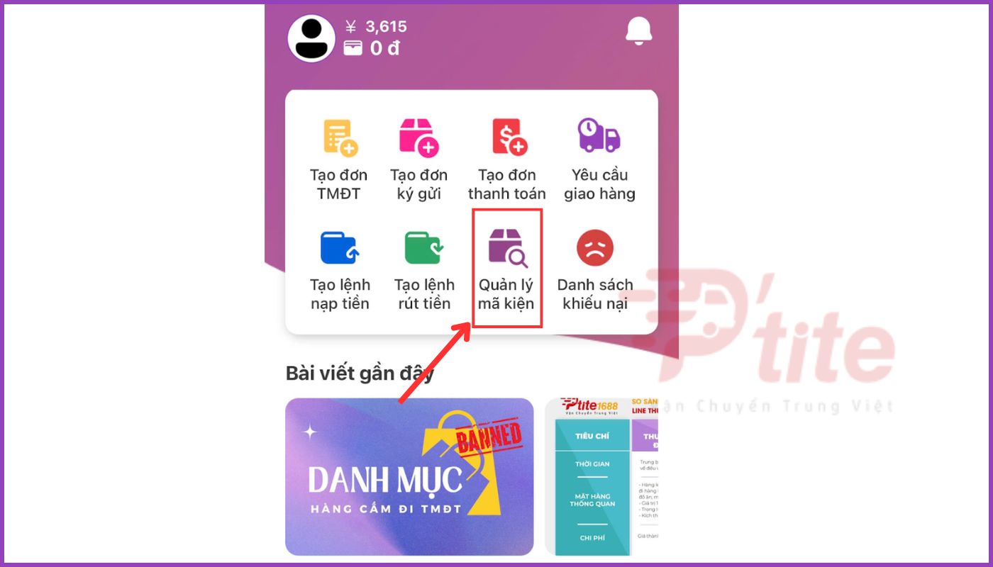 Order trên Tmall qua App Ptite