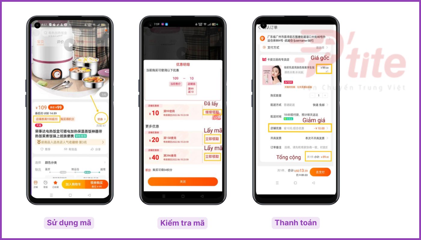 cách áp dụng mã voucher taobao trên điện thoại