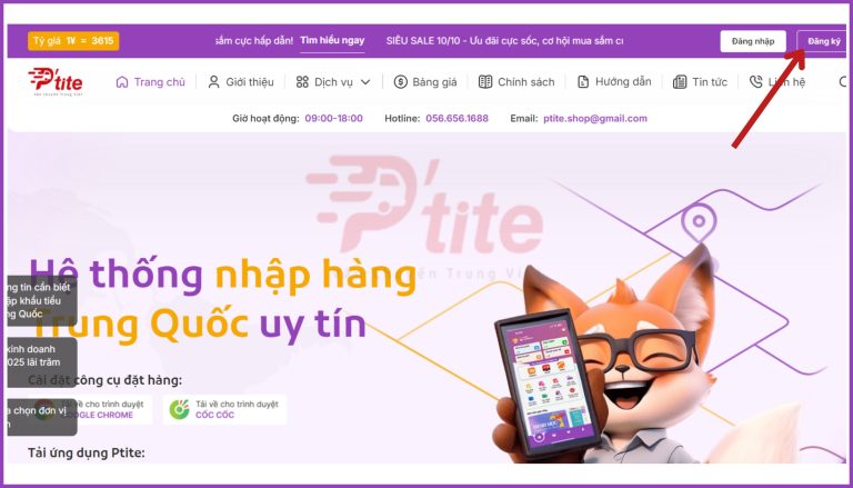 Đăng ký tài khoản trên Ptite