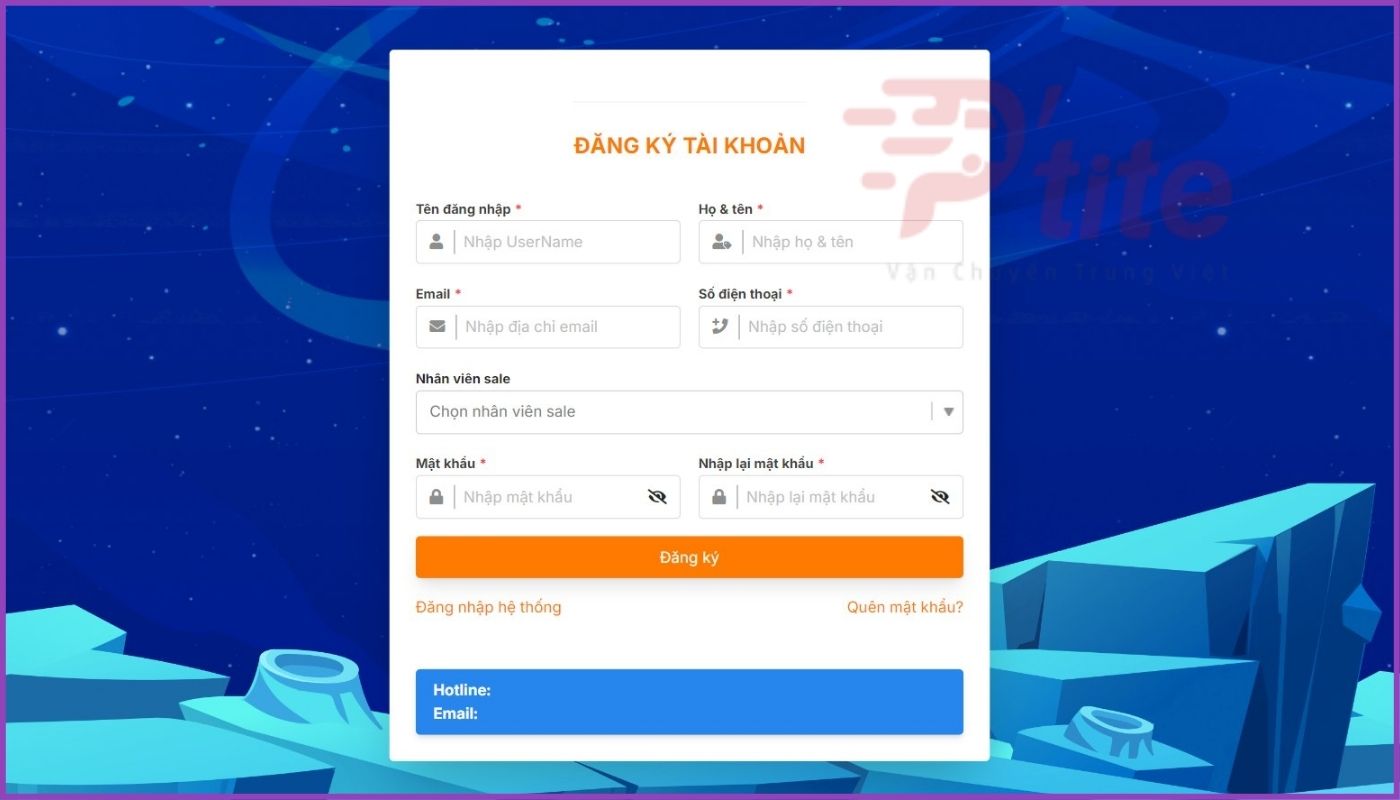 nhập các thông tin cần thiết