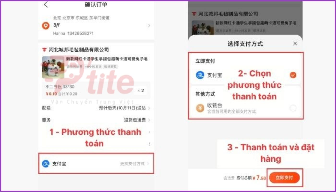 Chọn phương thức thanh toán phù hợp và xác nhận thanh toán