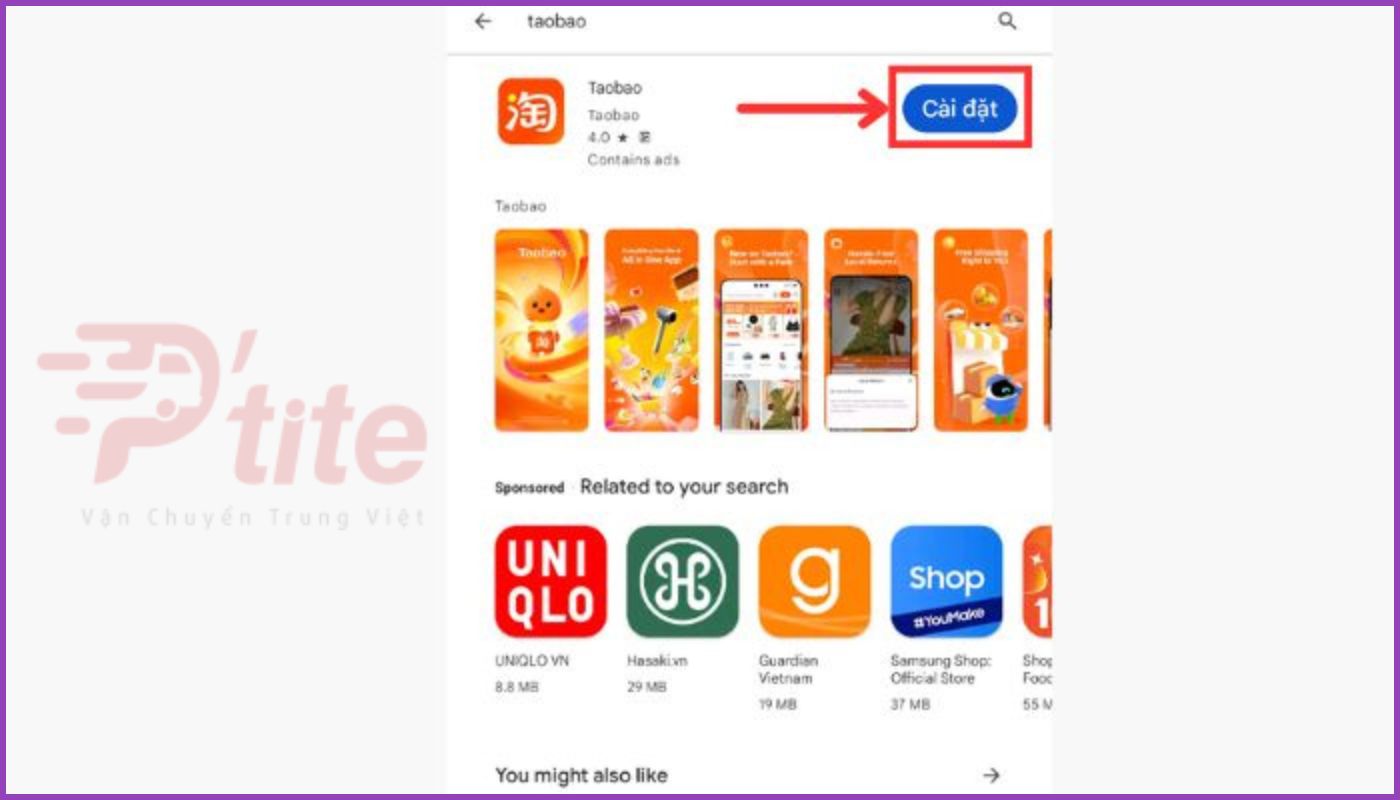 Cài đặt app taobao về máy