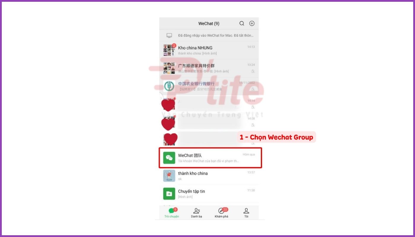 Nhờ bạn bè vào Wechat của họn vào mục “Wechat Group”