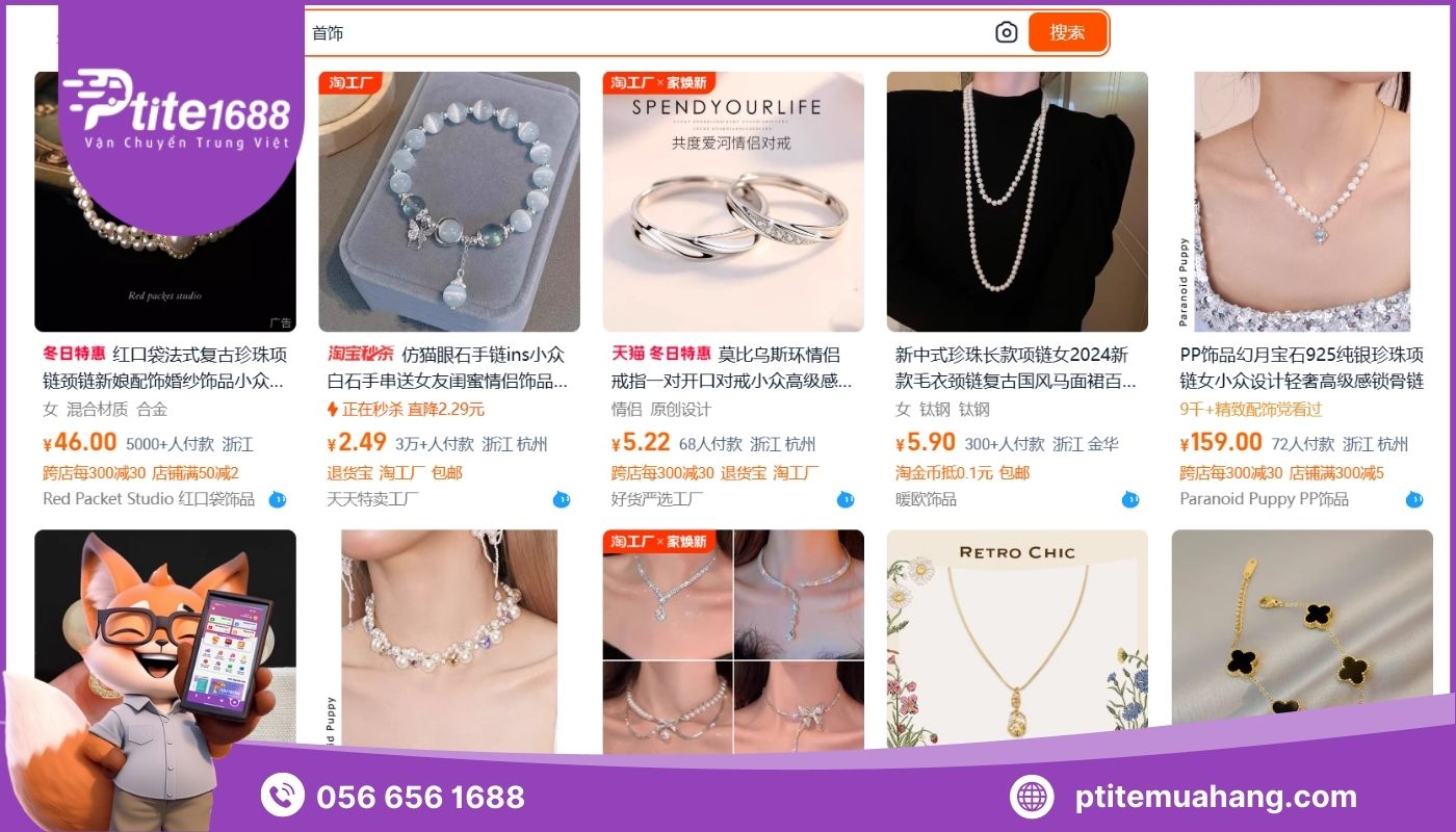 Nhập nguồn hàng trang sức Quảng Châu trên Taobao