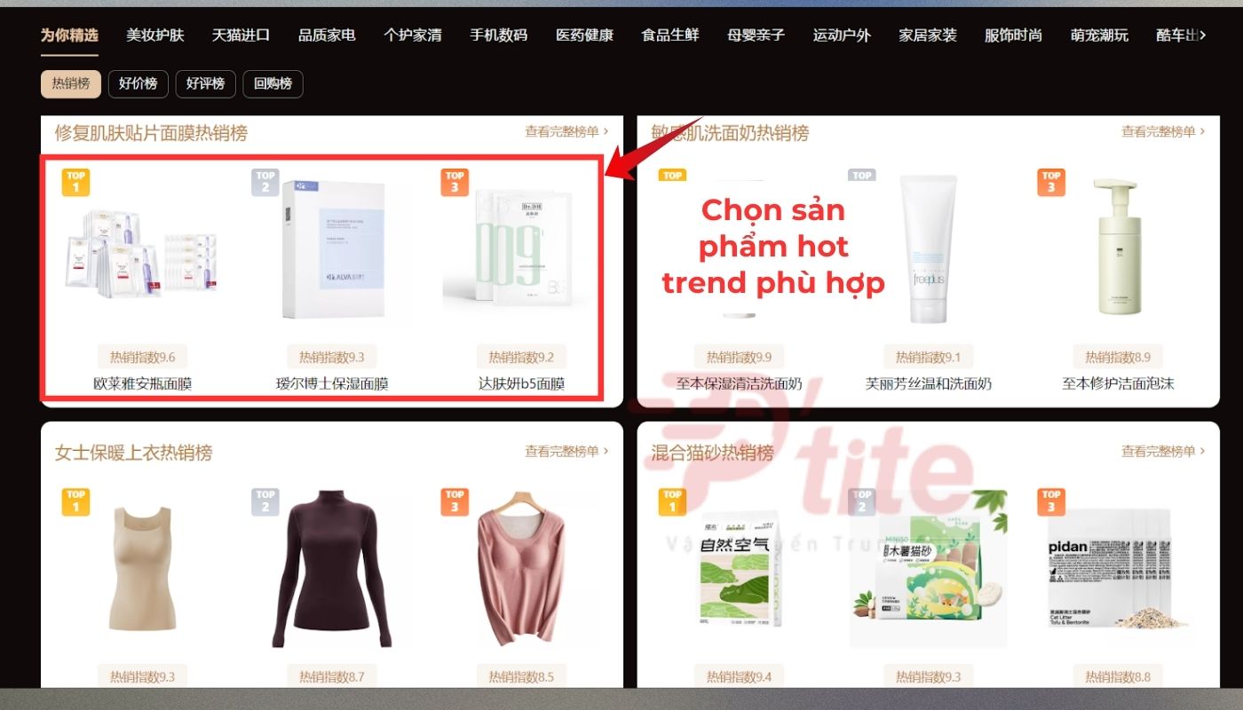 Chọn sản phẩm xu hướng phù hợp trên trang taobao