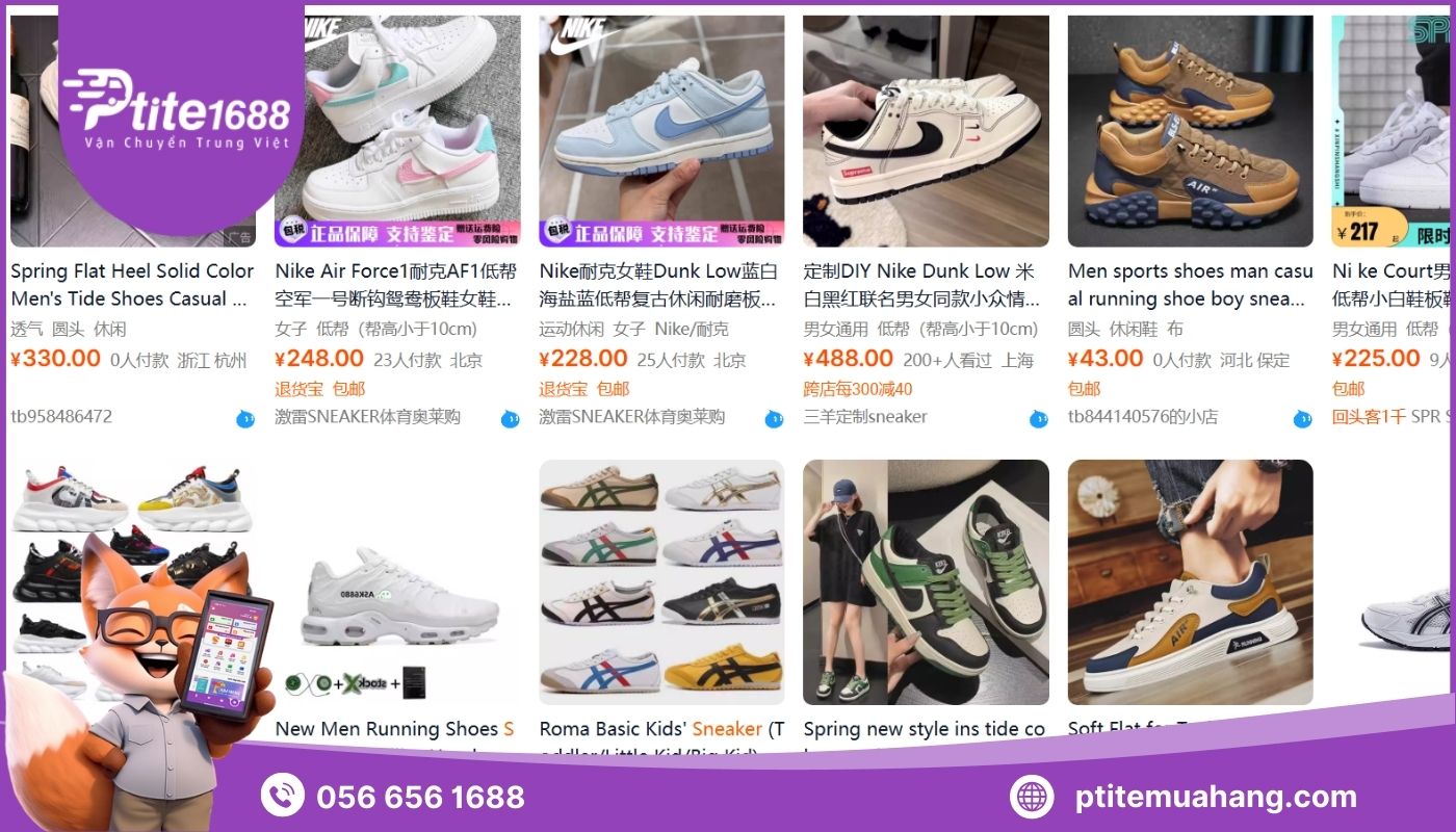 Nhập hàng giày sneaker nội địa Trung trên các sàn TMĐT uy tín