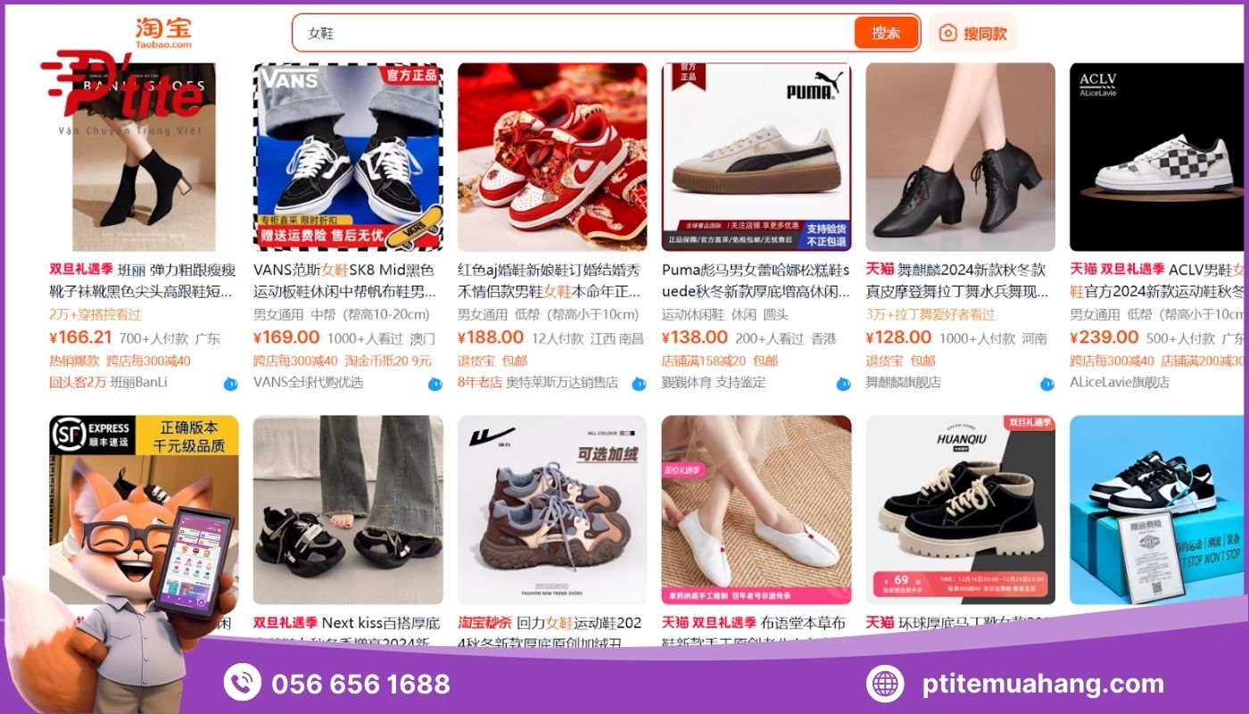 Gợi ý link Taobao hàng độc mặt hàng giày dép