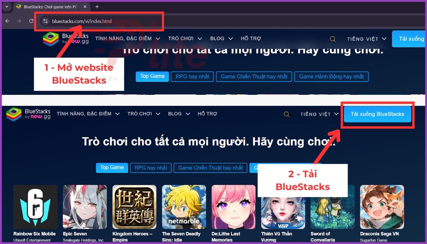 truy cập vào website BlueStacks 