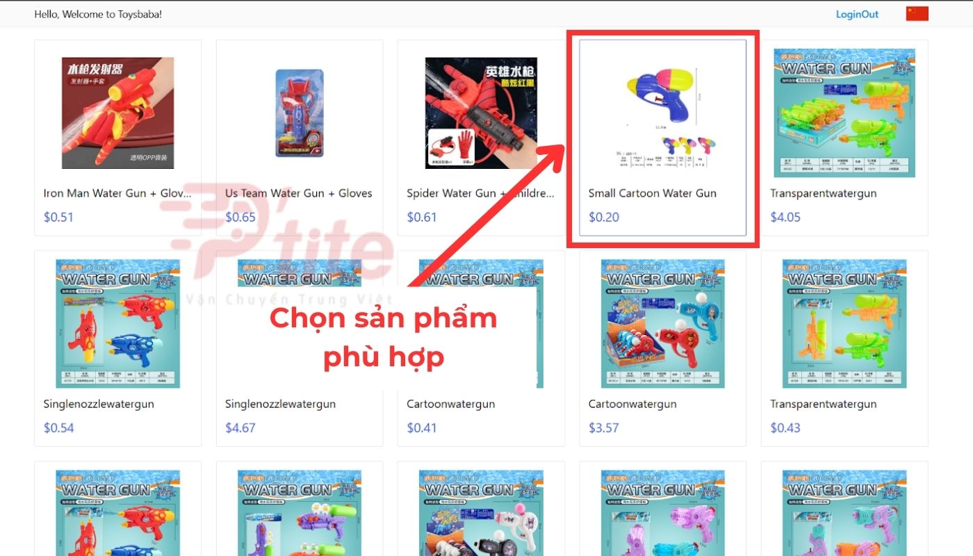 So sánh các sản phẩm khi order Toybaba