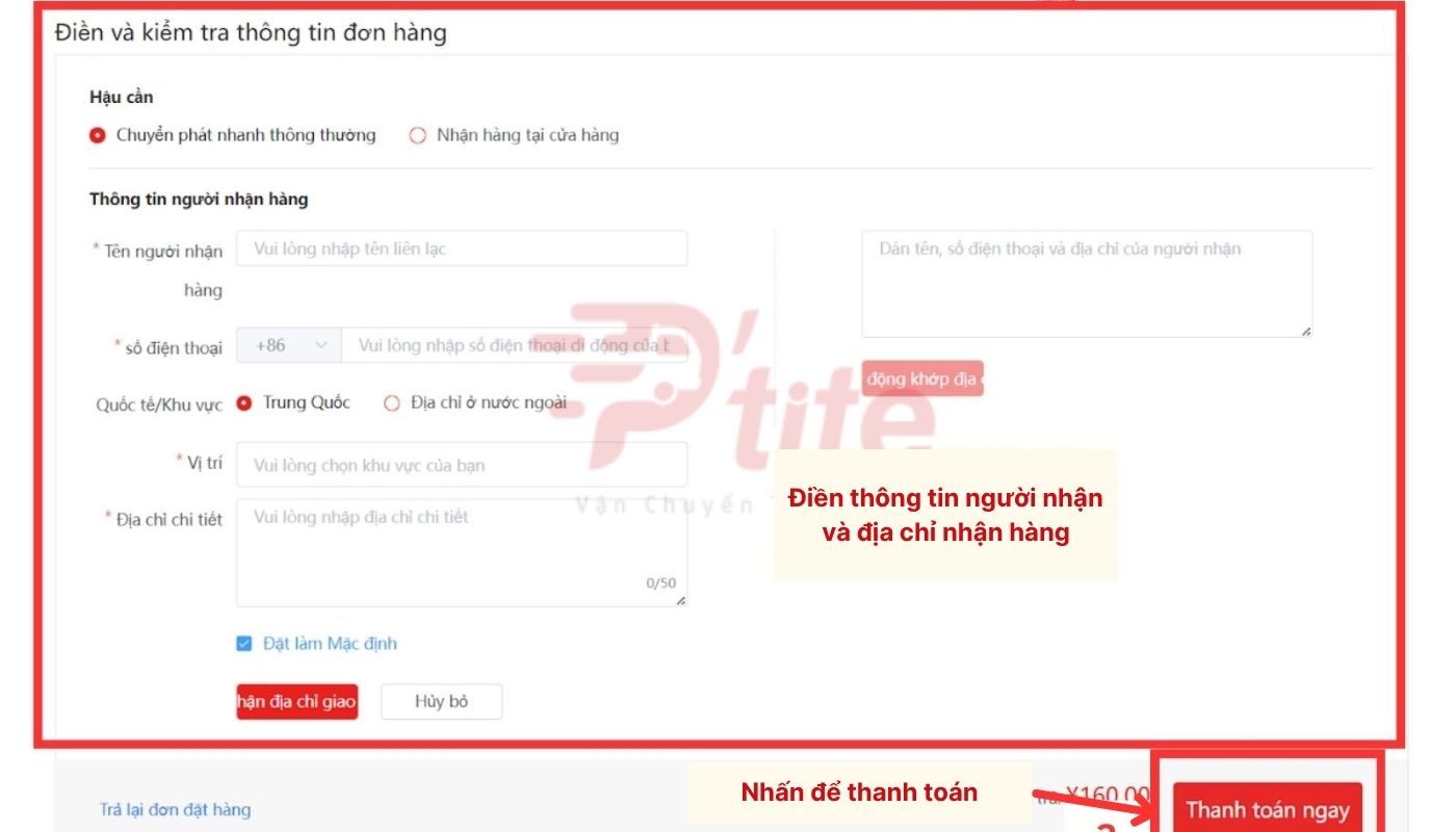 Thanh toán đơn hàng