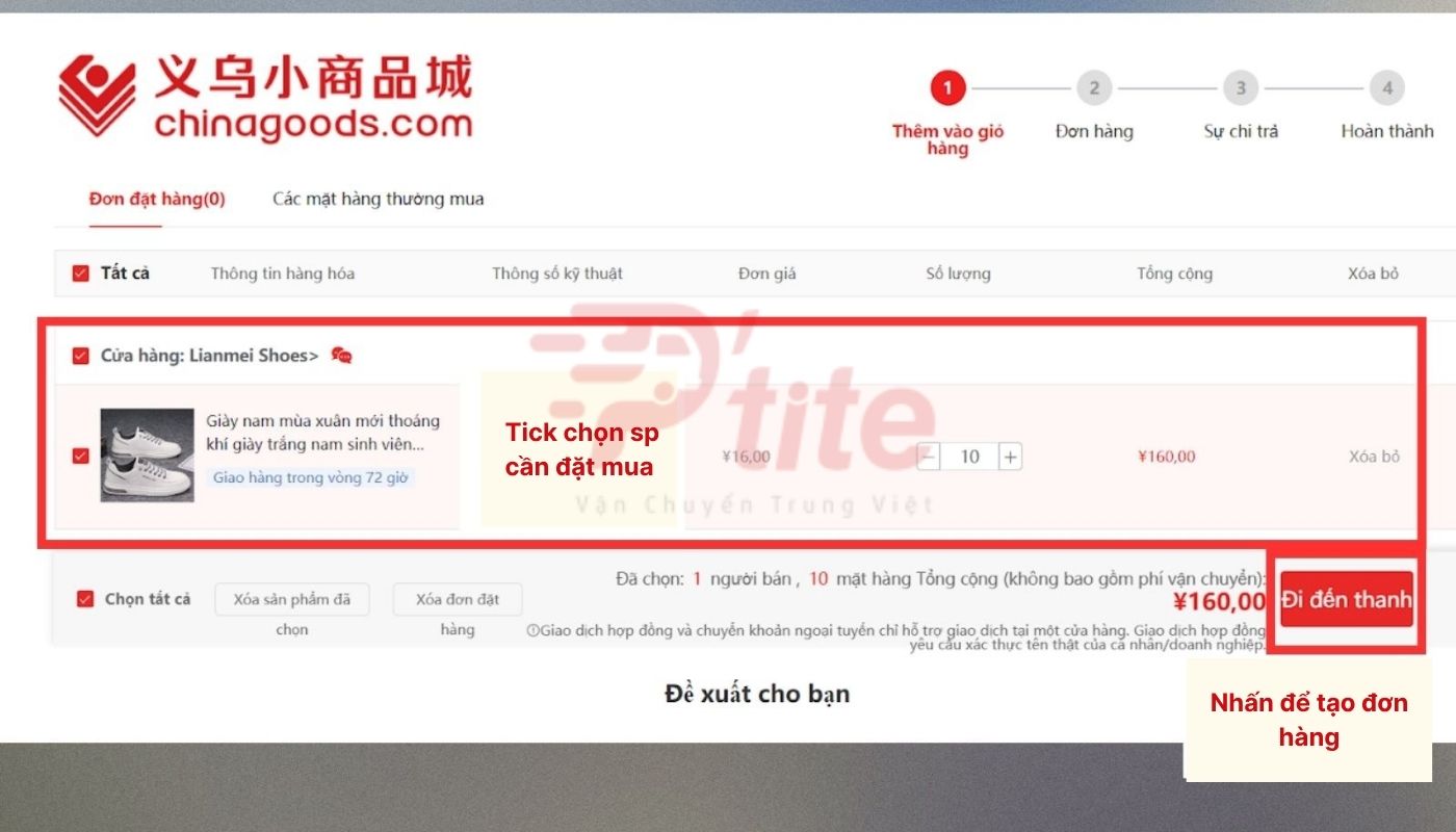 Tạo đơn hàng Chinagoods