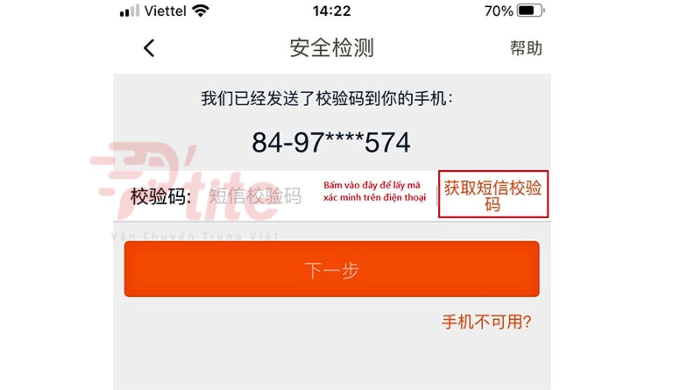 Nhấn vào dòng chữ màu cam