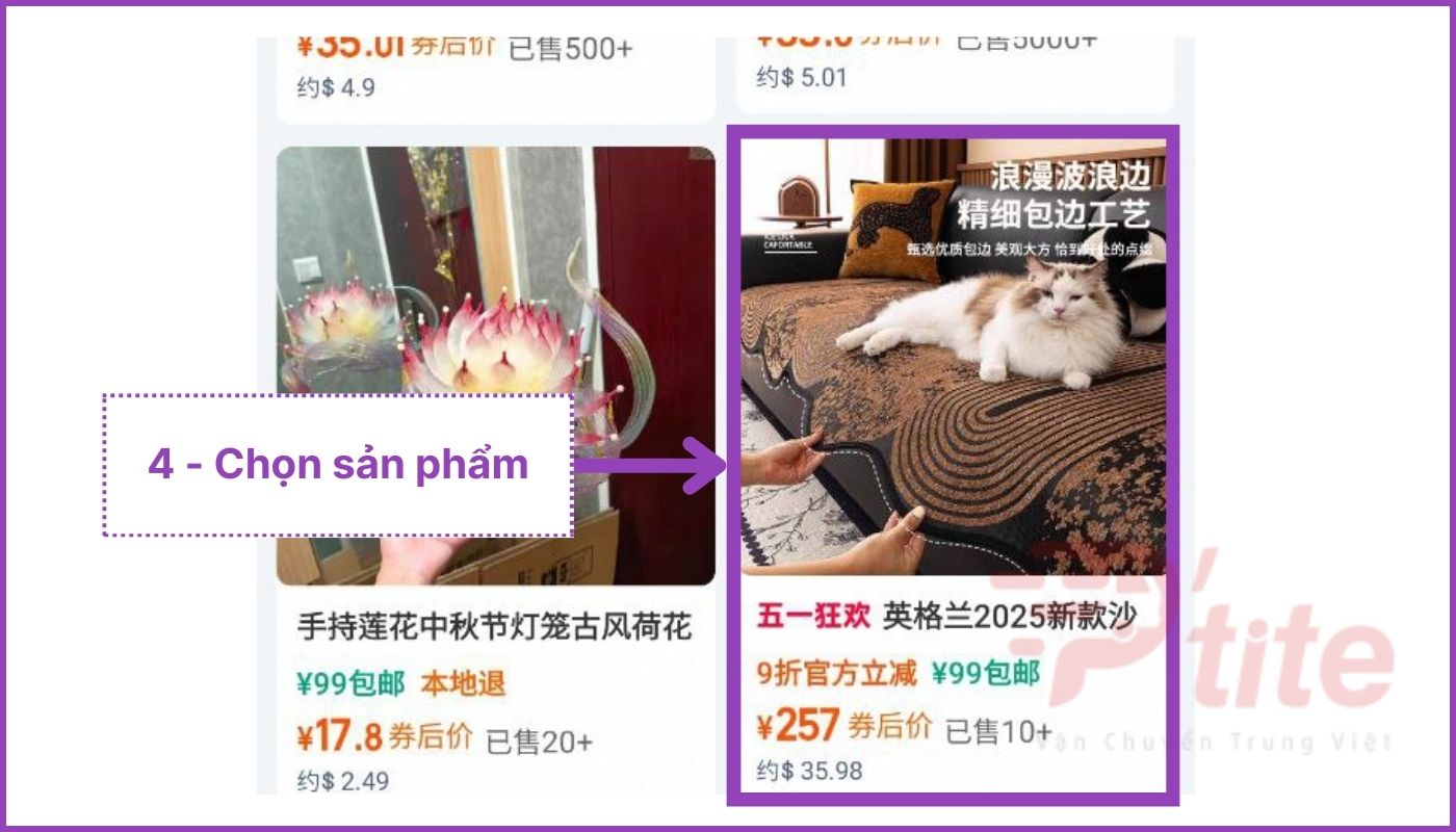 Chọn sản phẩm có video muốn tải
