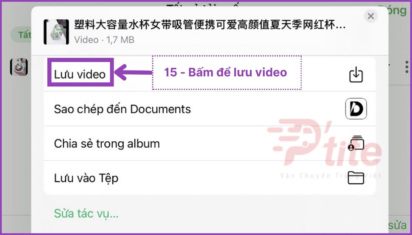 Hoàn tất lưu video về điện thoại