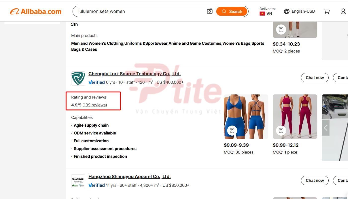 Kiểm tra điểm đánh giá là cách tìm nhà cung cấp trên Alibaba uy tín