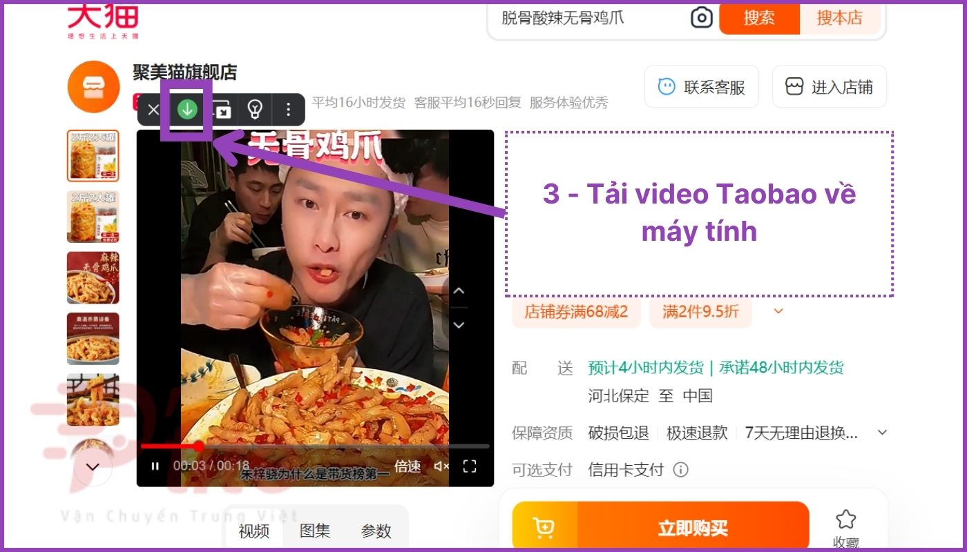 Chọn download video Taobao trên máy tính từ Cốc Cốc