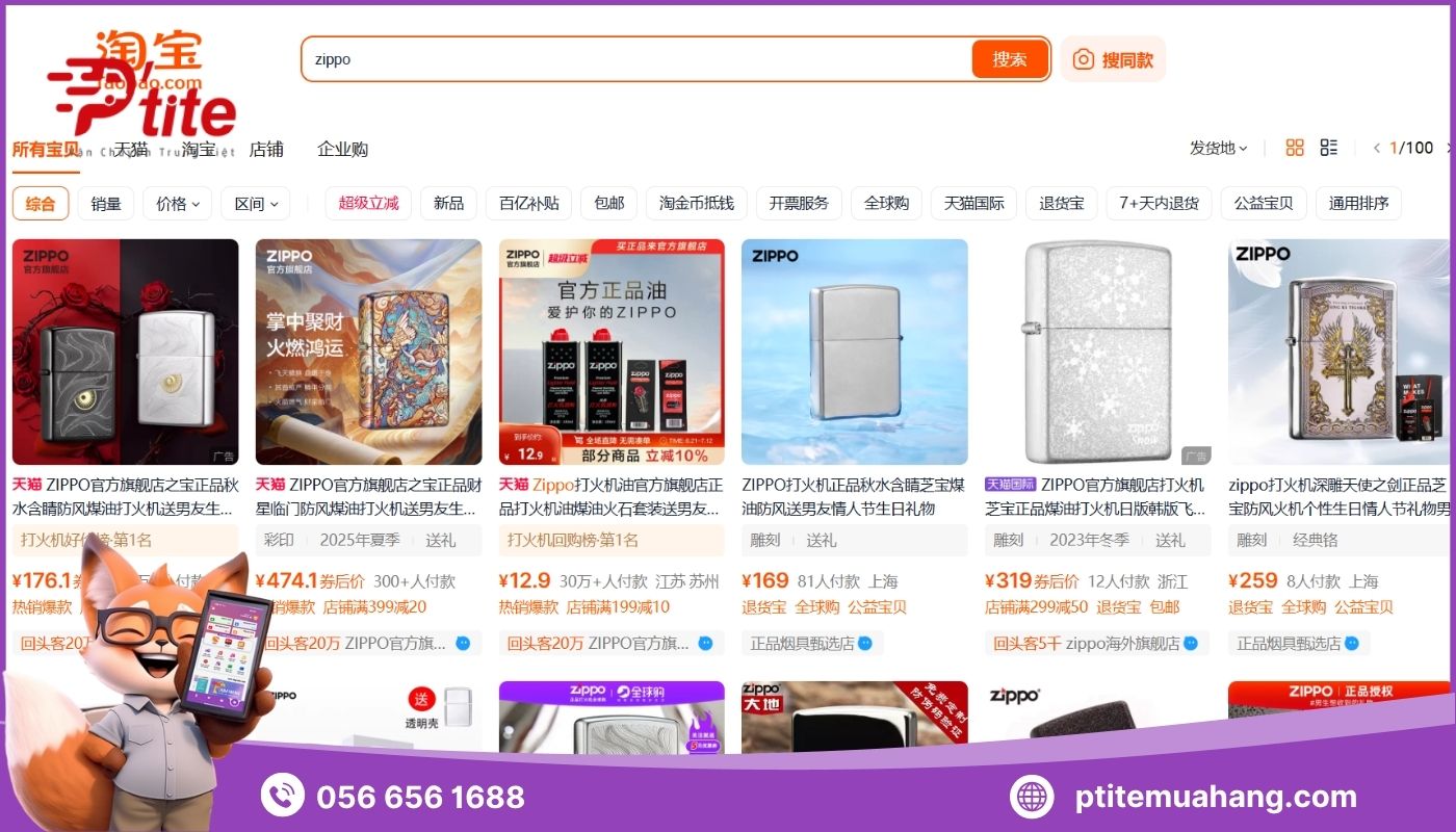 Lấy sỉ hộp quẹt Zippo trên sàn TMĐT Trung Qốc uy tín