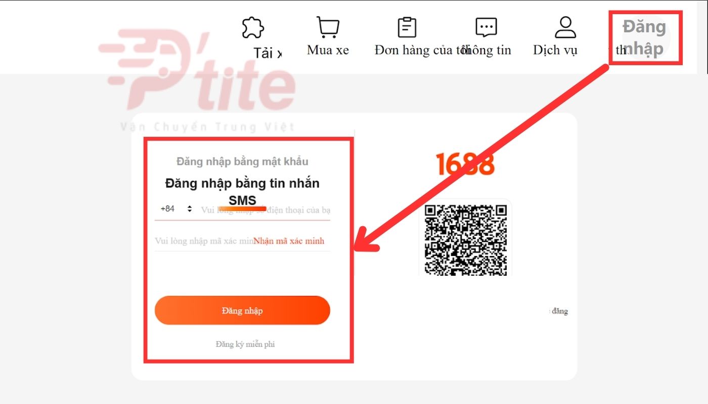 chọn đăng nhập và điền thông tin theo yêu cầu