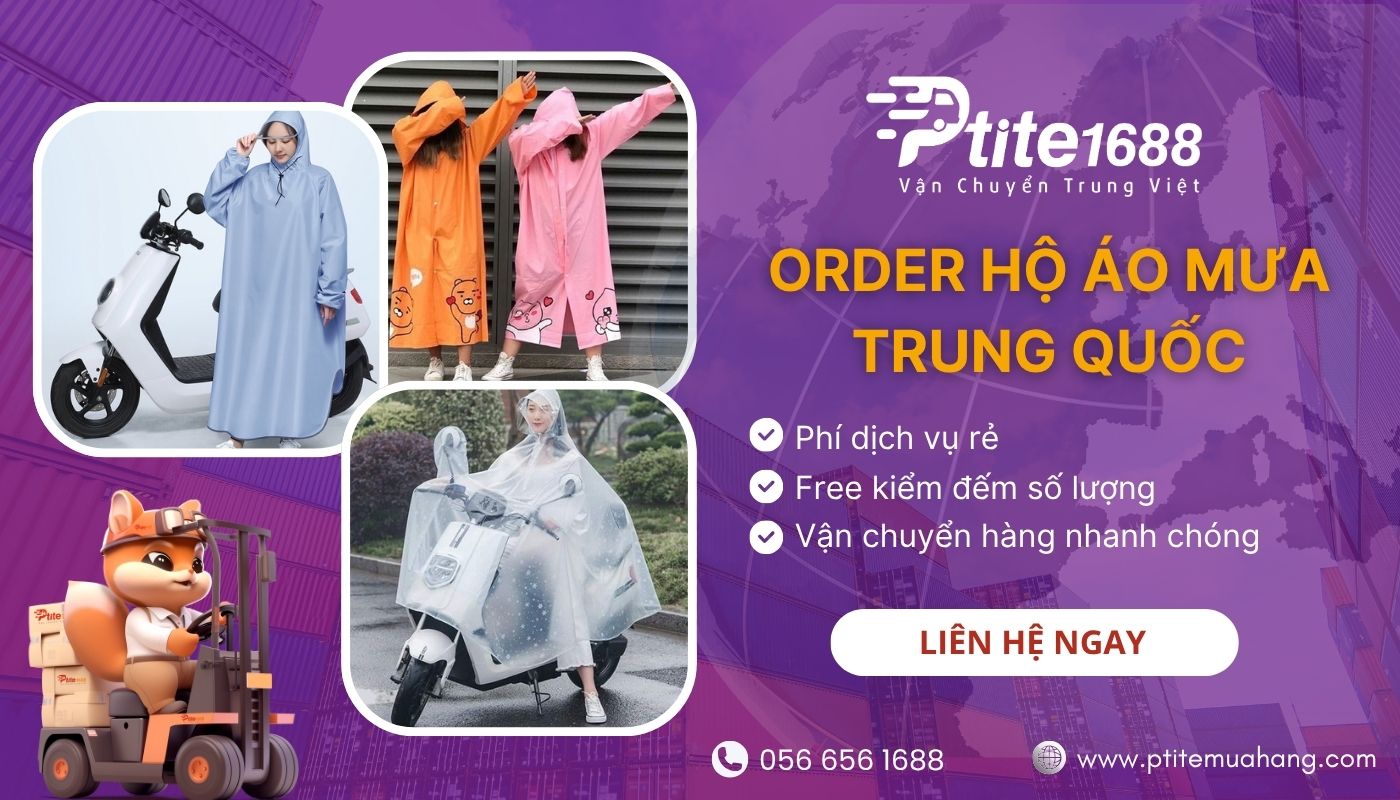 Ptite chuyên đặt hộ áo mưa nội địa Trung nhiều mẫu mã, giá rẻ