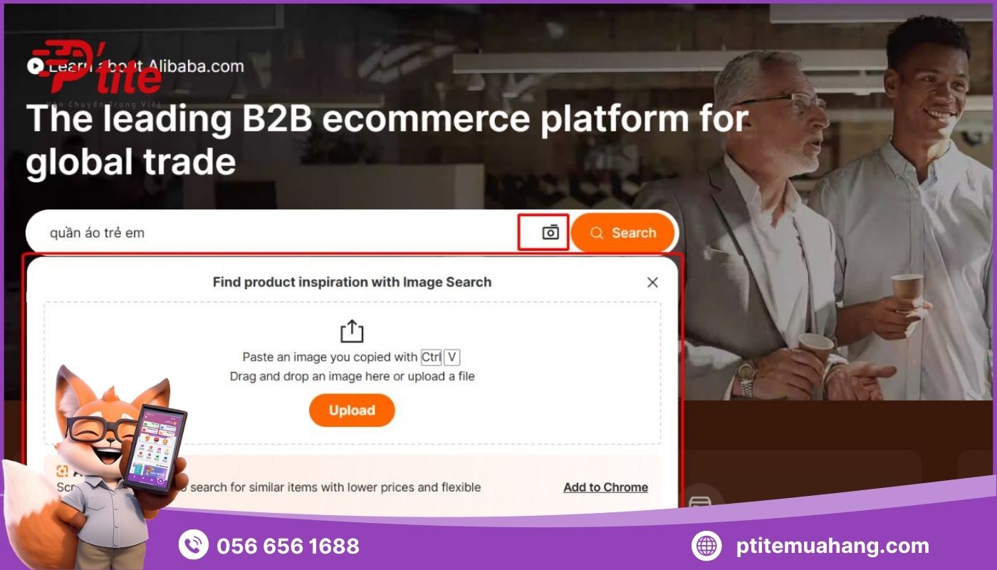 Tìm kiếm nhà cung cấp trên Alibaba bằng hình ảnh