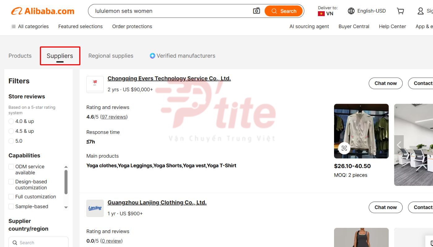 Tìm kiếm nhà cung cấp trên Alibaba bằng tên shop