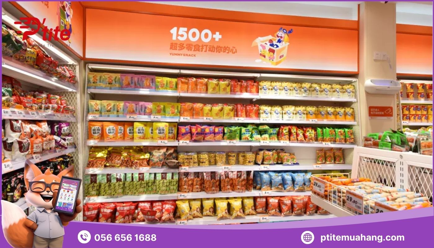 Nhập đồ ăn vặt snack tại các cửa hàng lớn ở Trung Quốc