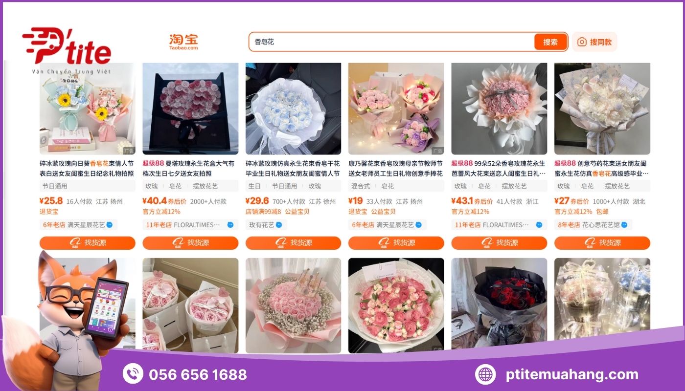 Order sỉ hoa sáp giá rẻ trên sàn TMĐT Trung Quốc