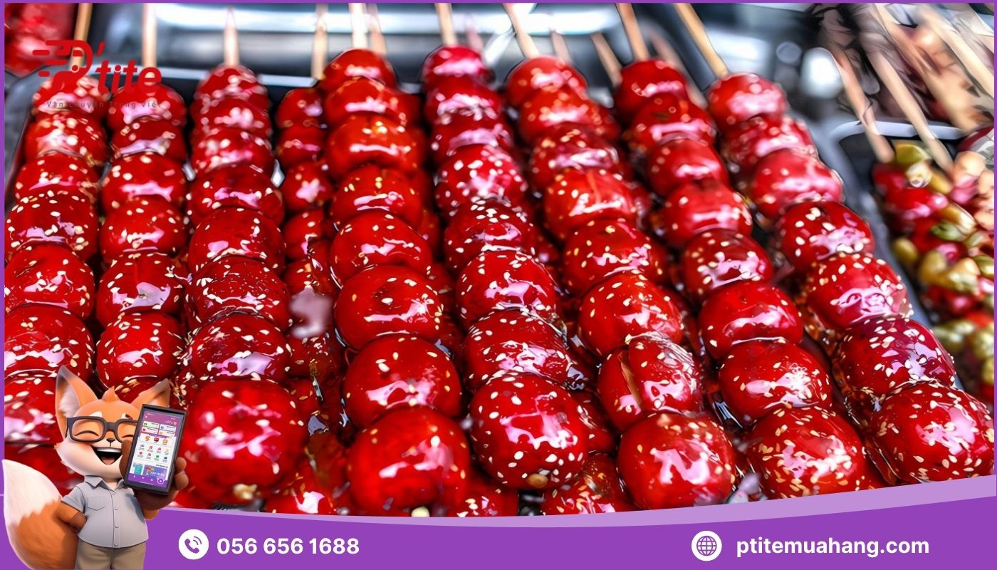 Ẩm thực ăn vặt Trung Quốc kẹo hồ lô